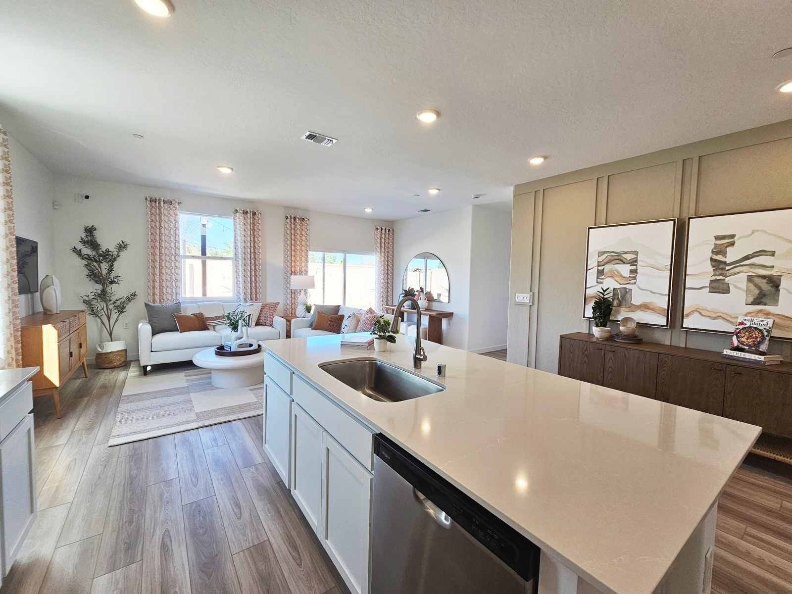 A large kitchen with a large island.