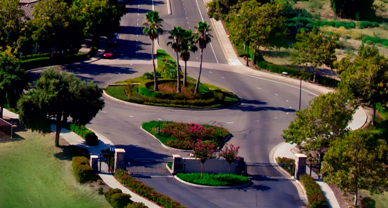 A high angle view of a road.