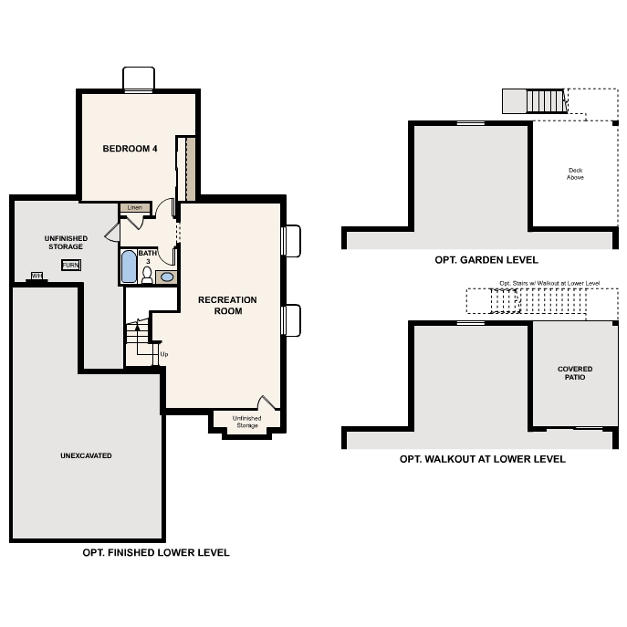 Diagram, engineering drawing. 2530 Floorplan, Basement Options