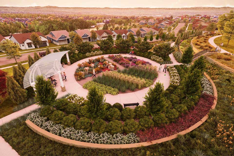 A large group of people in a park.