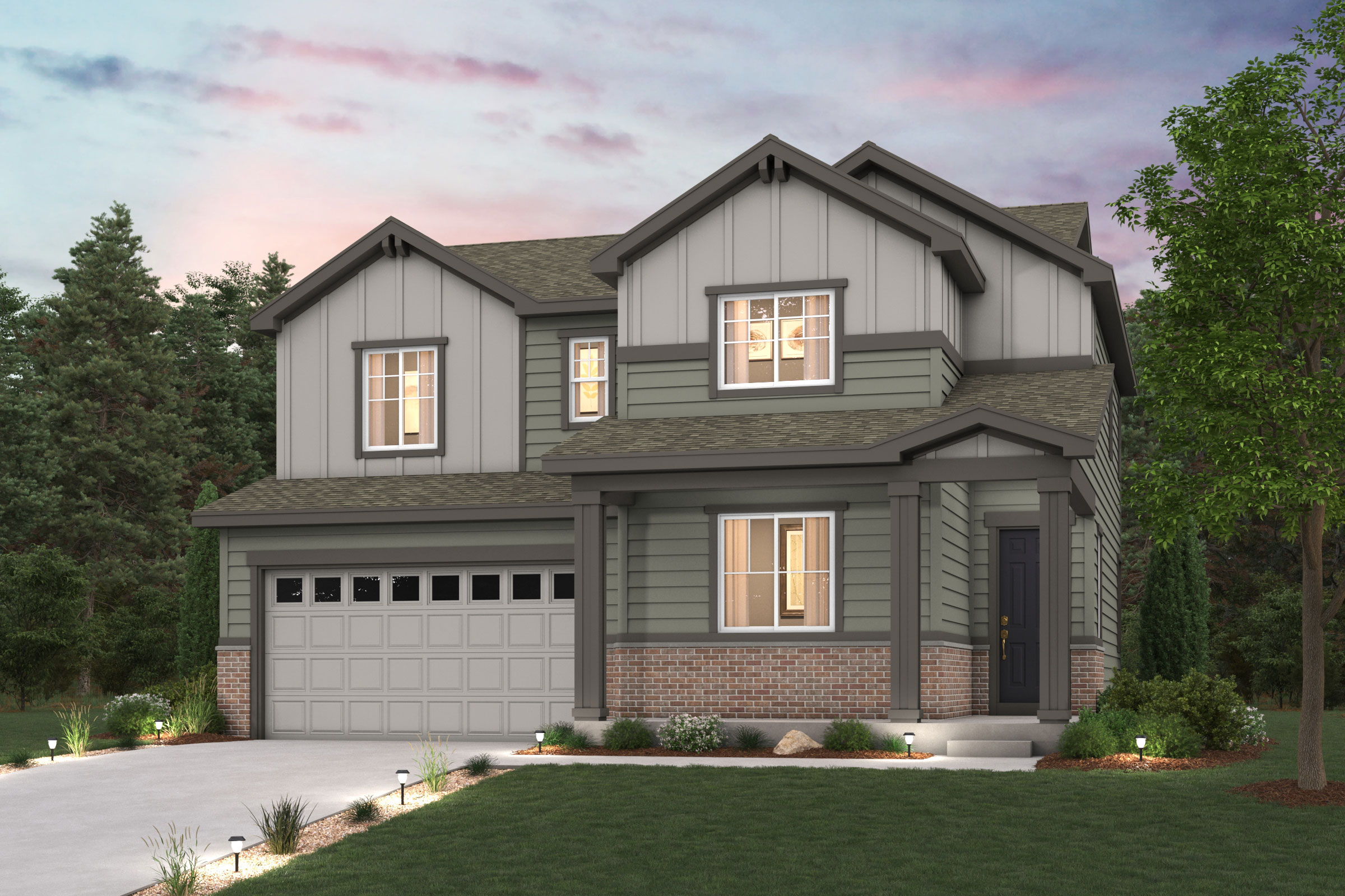 A house with a garage.