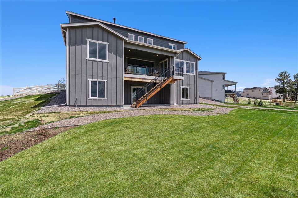 A house with a lawn.