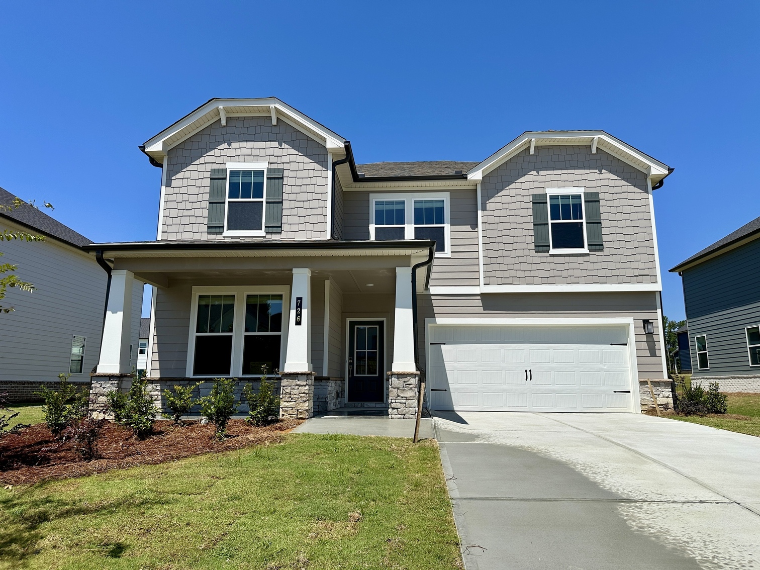 A house with a garage.
