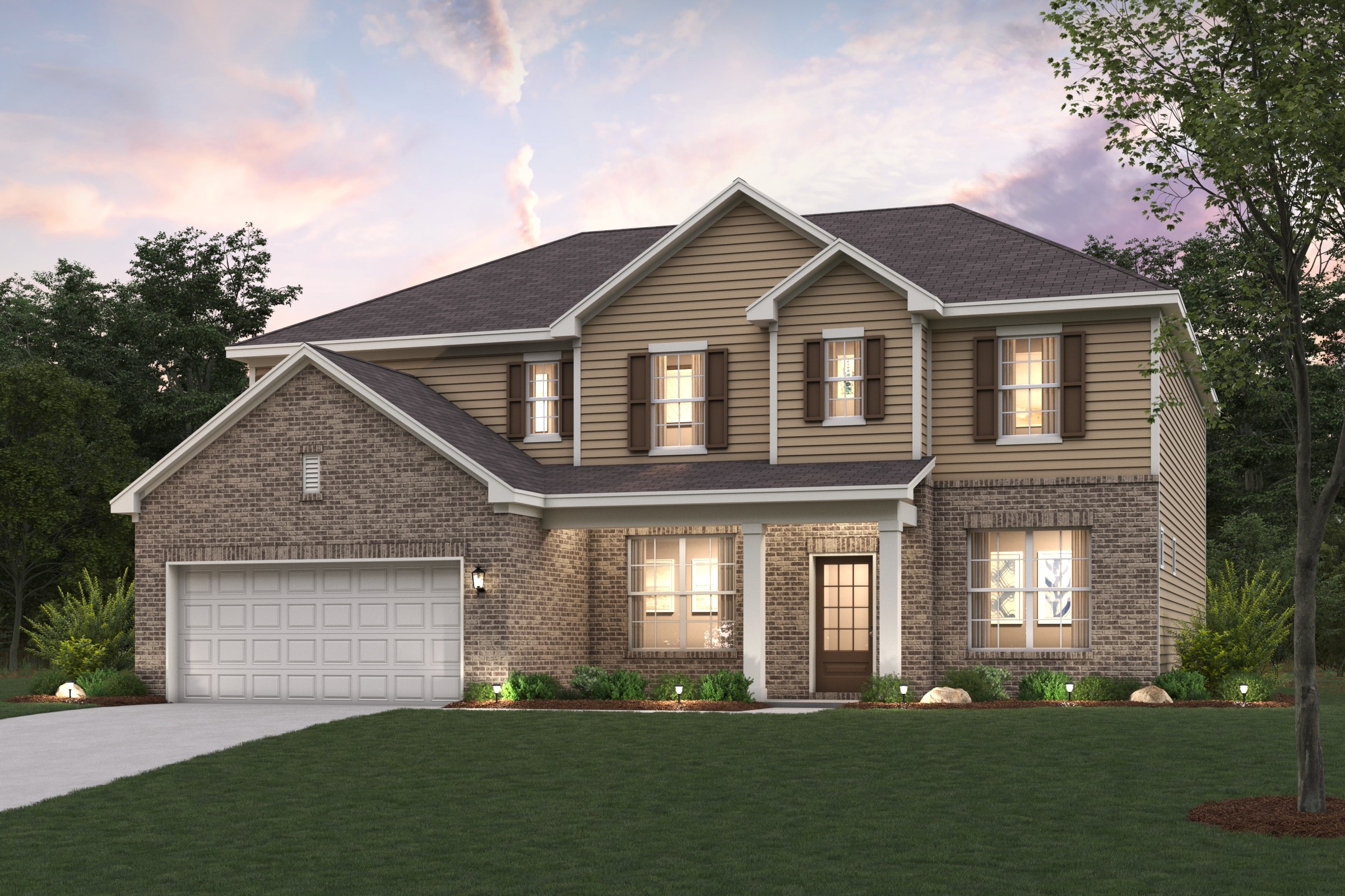 A house with a garage.