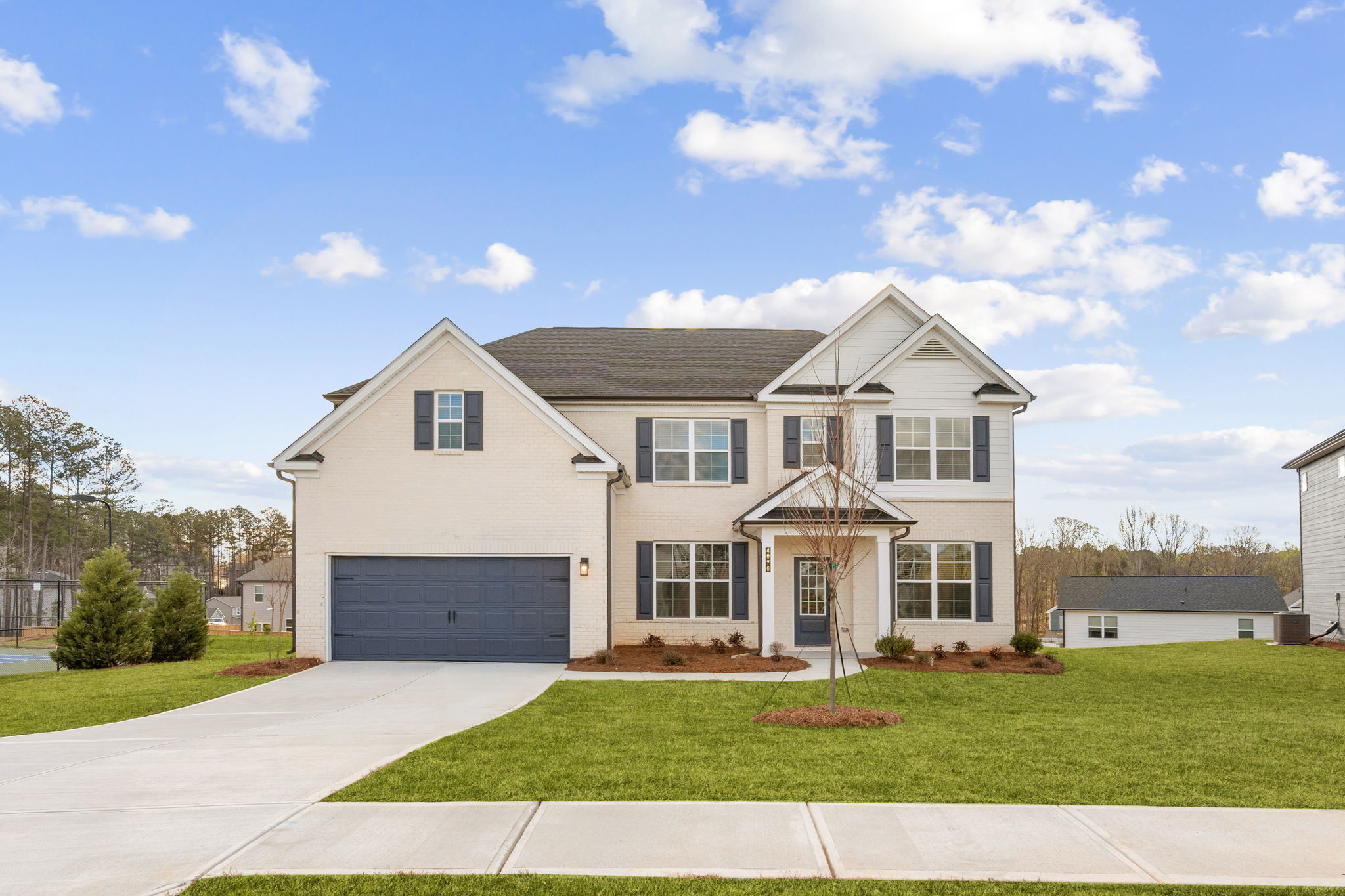 A house with a garage.