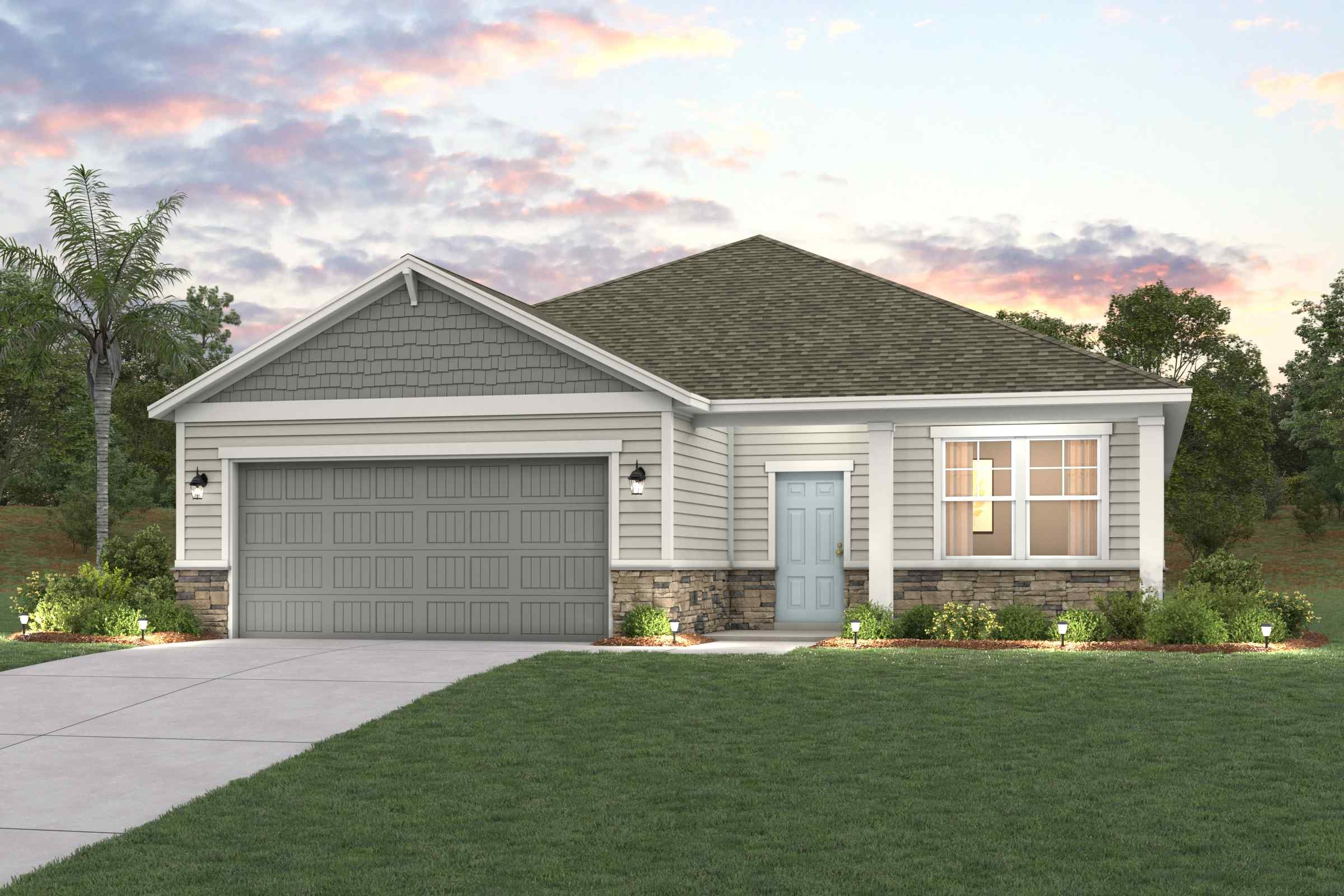 A house with a garage.