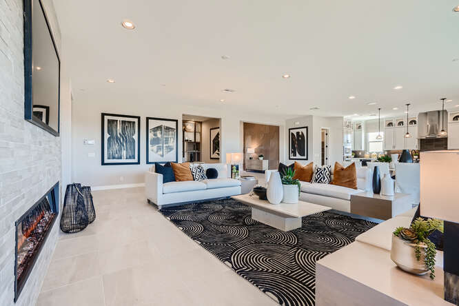 A modern looking living room.