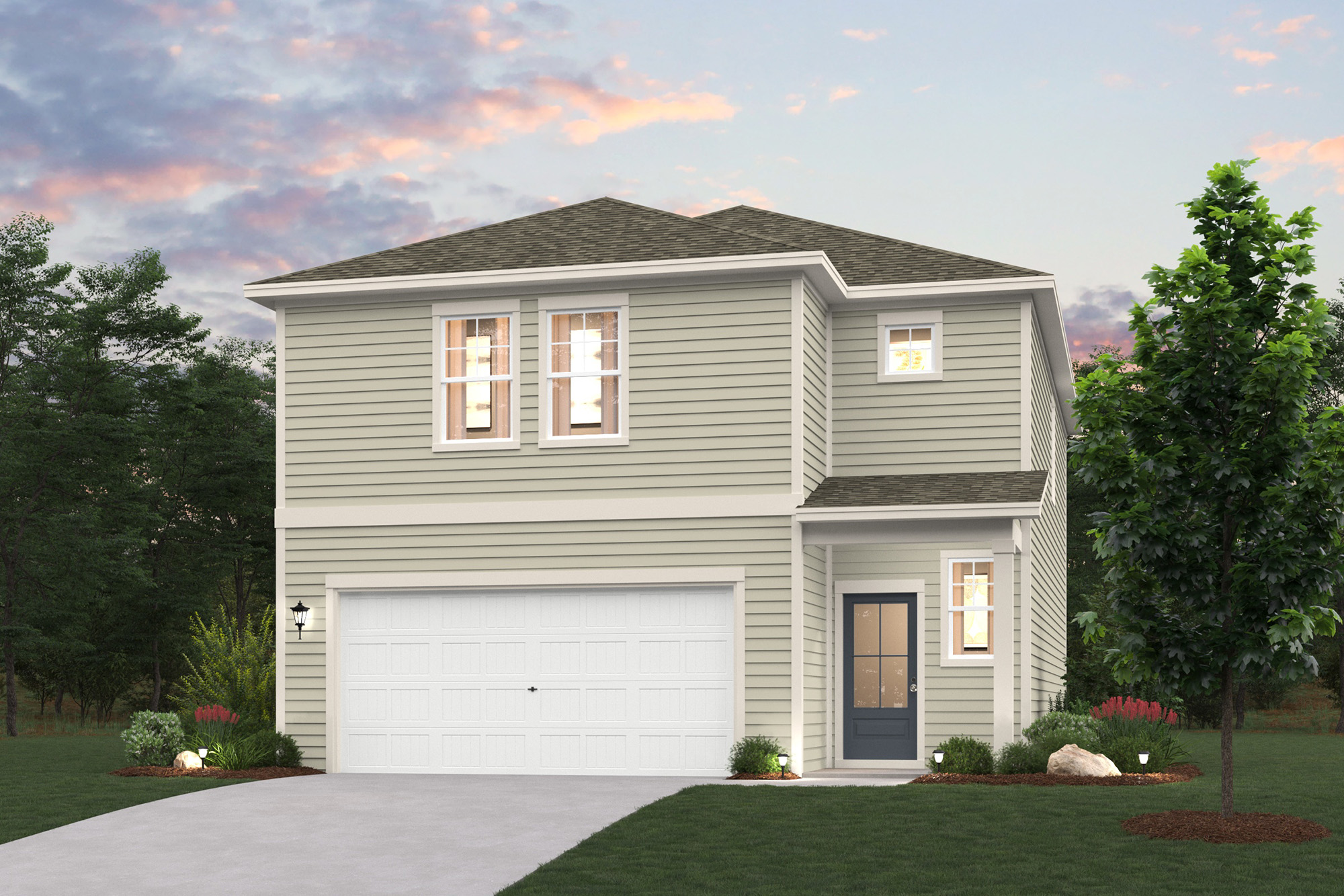 A house with a garage.