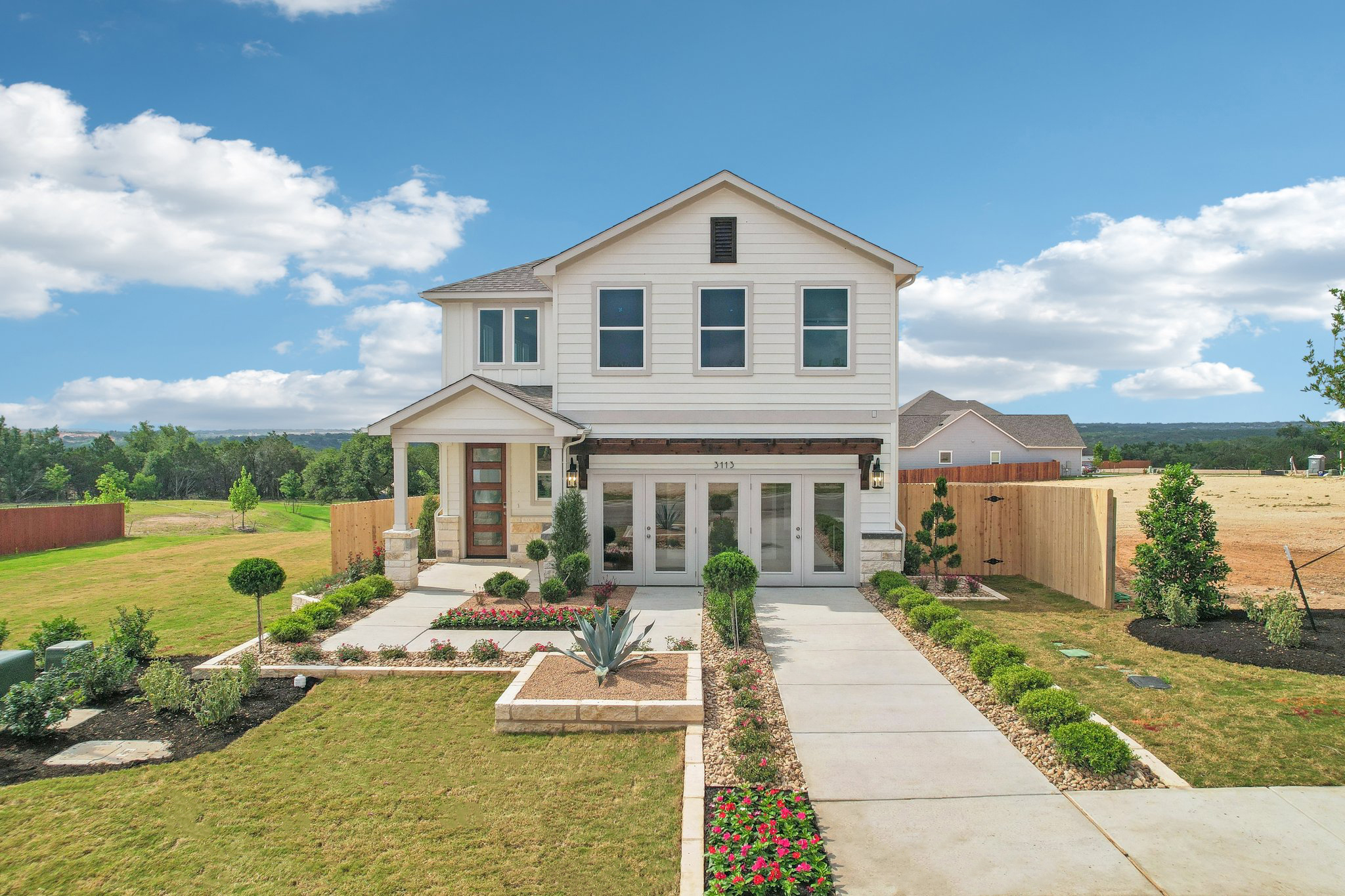 A house with a driveway.