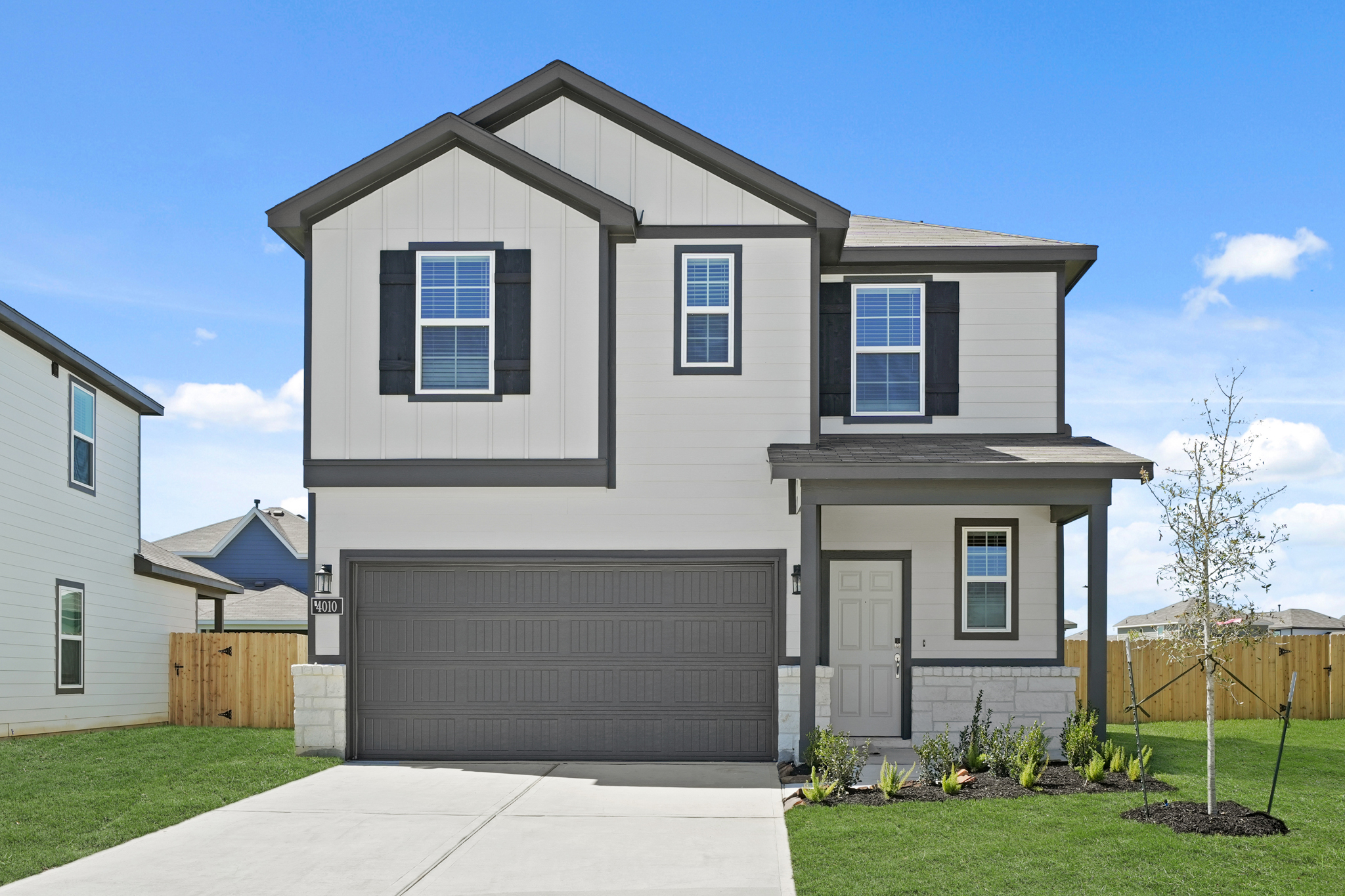 A house with a garage.