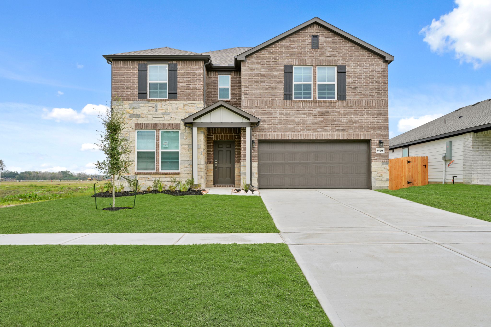 A house with a driveway.