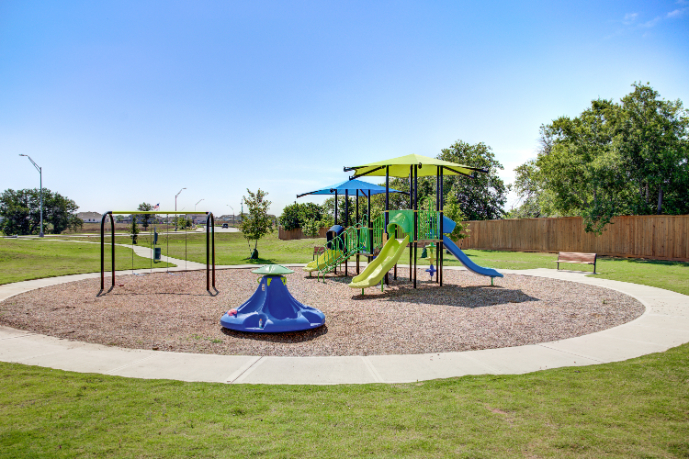A playground with a slide.