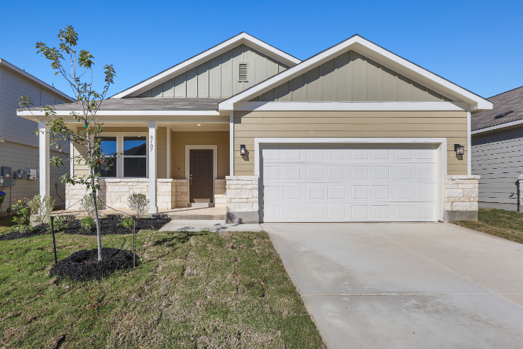 A house with a garage.