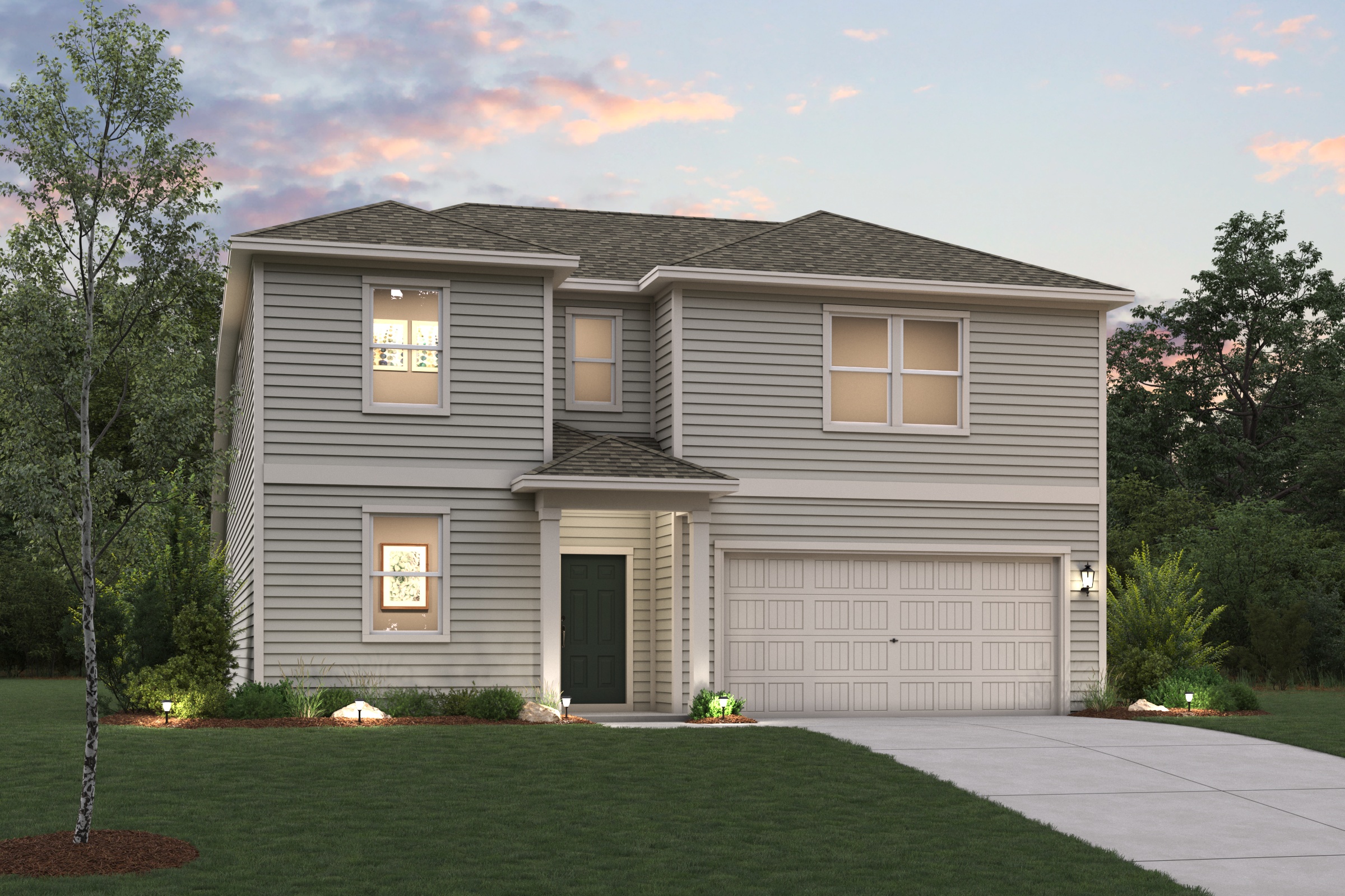 A house with a driveway with Greersburg Academy in the background.