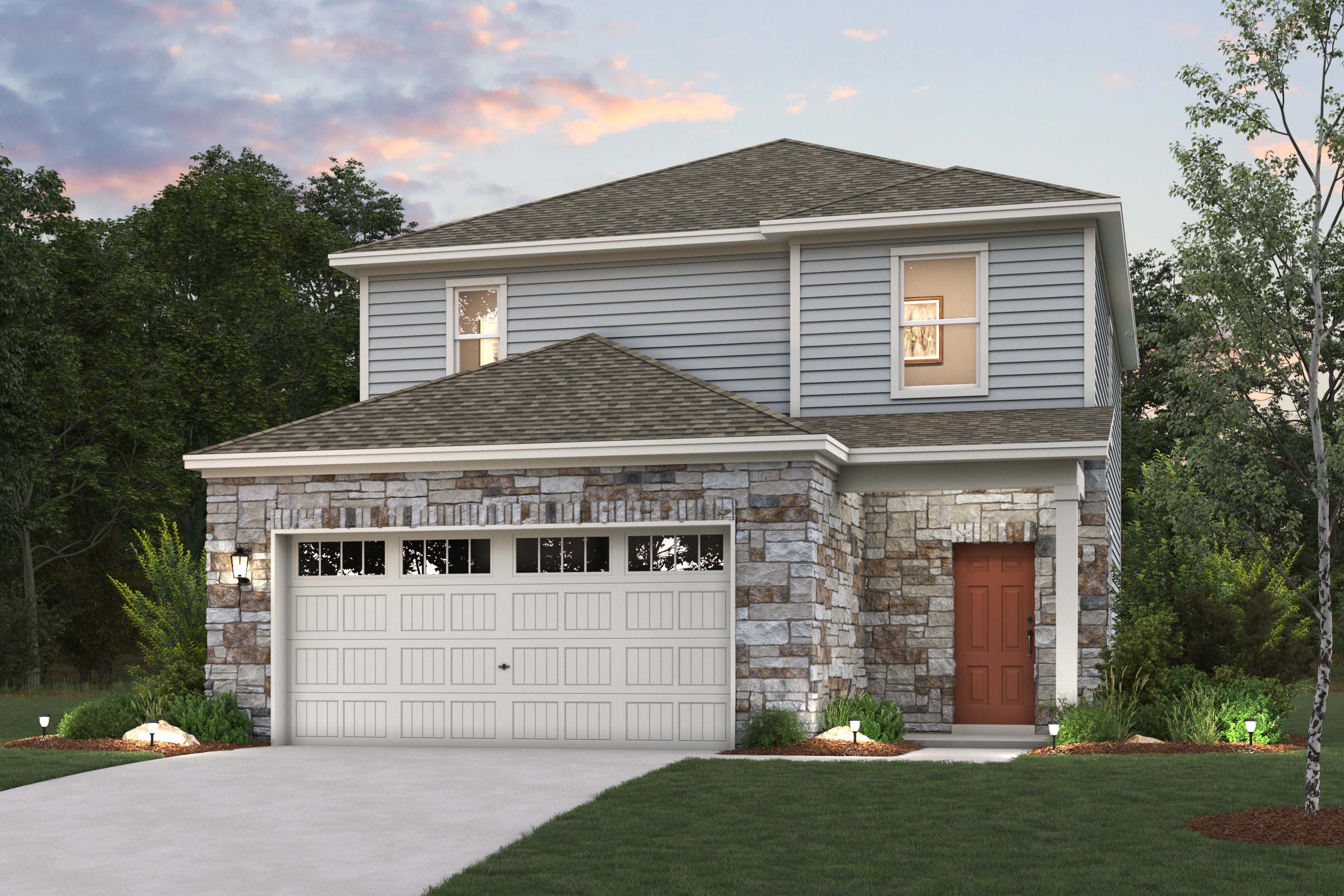 A house with a garage.