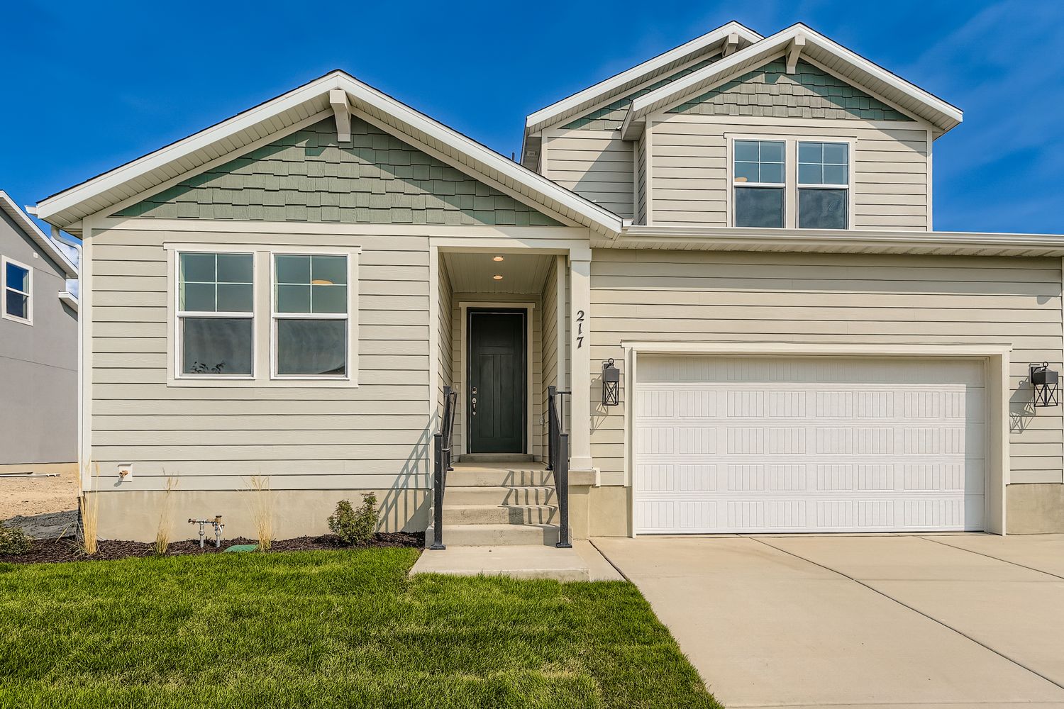 A house with a garage.