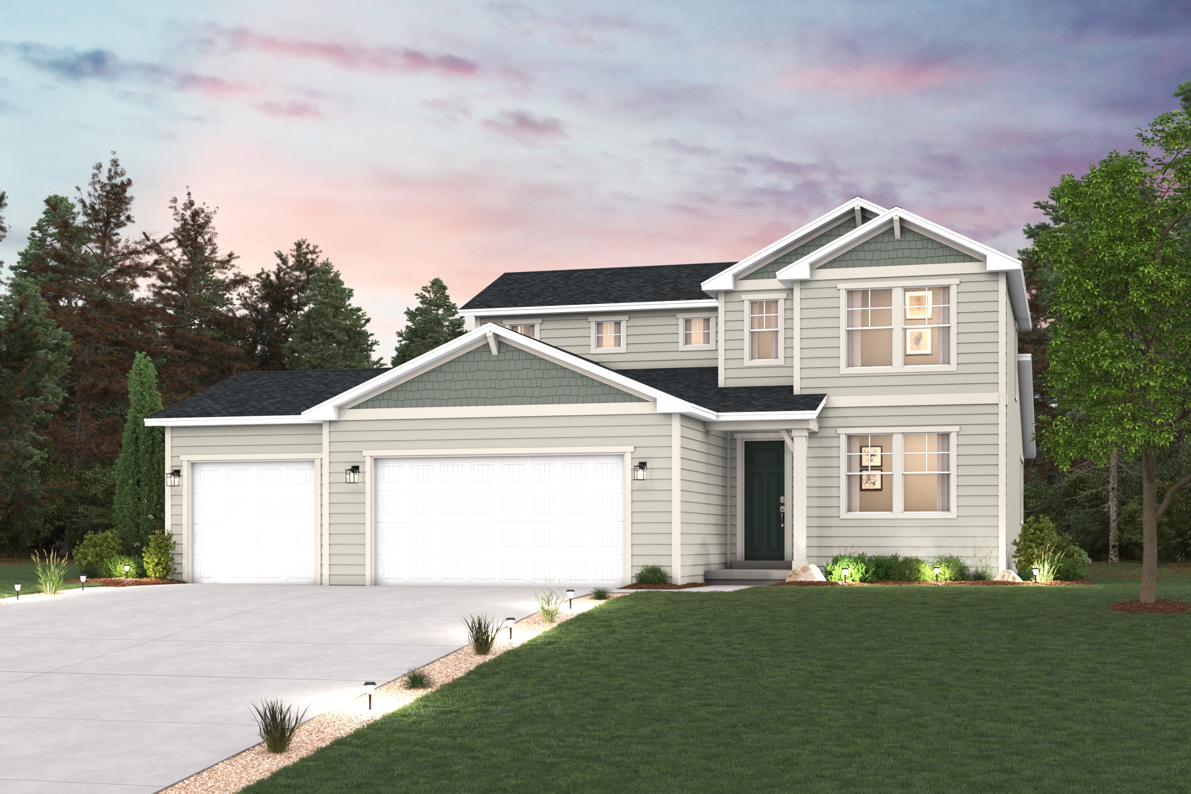 A house with a driveway.