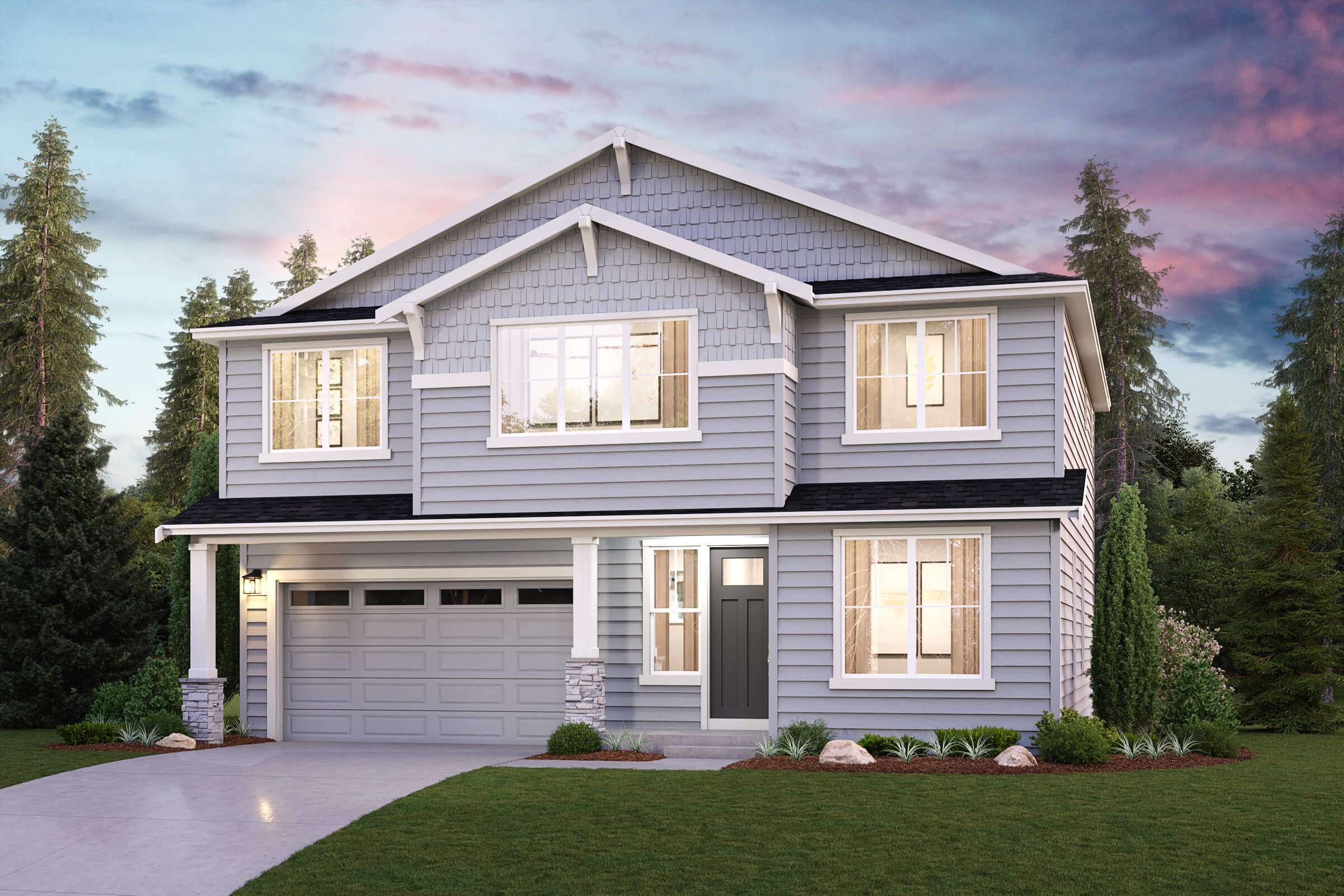 A house with a garage.