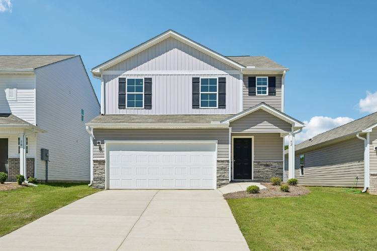 A house with a garage.