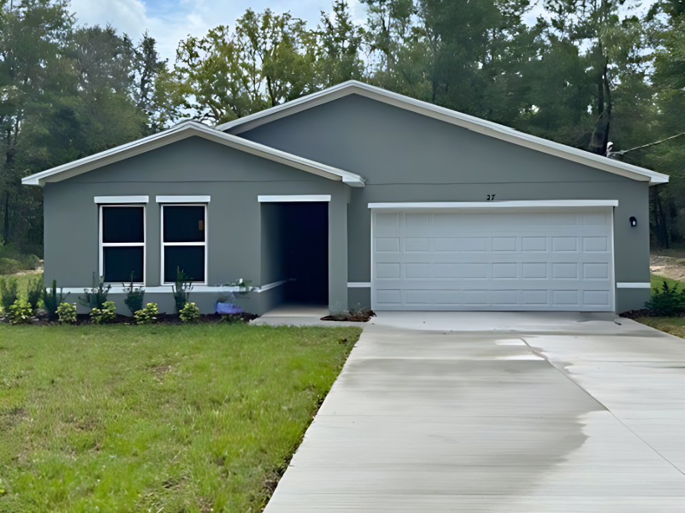 A house with a garage.