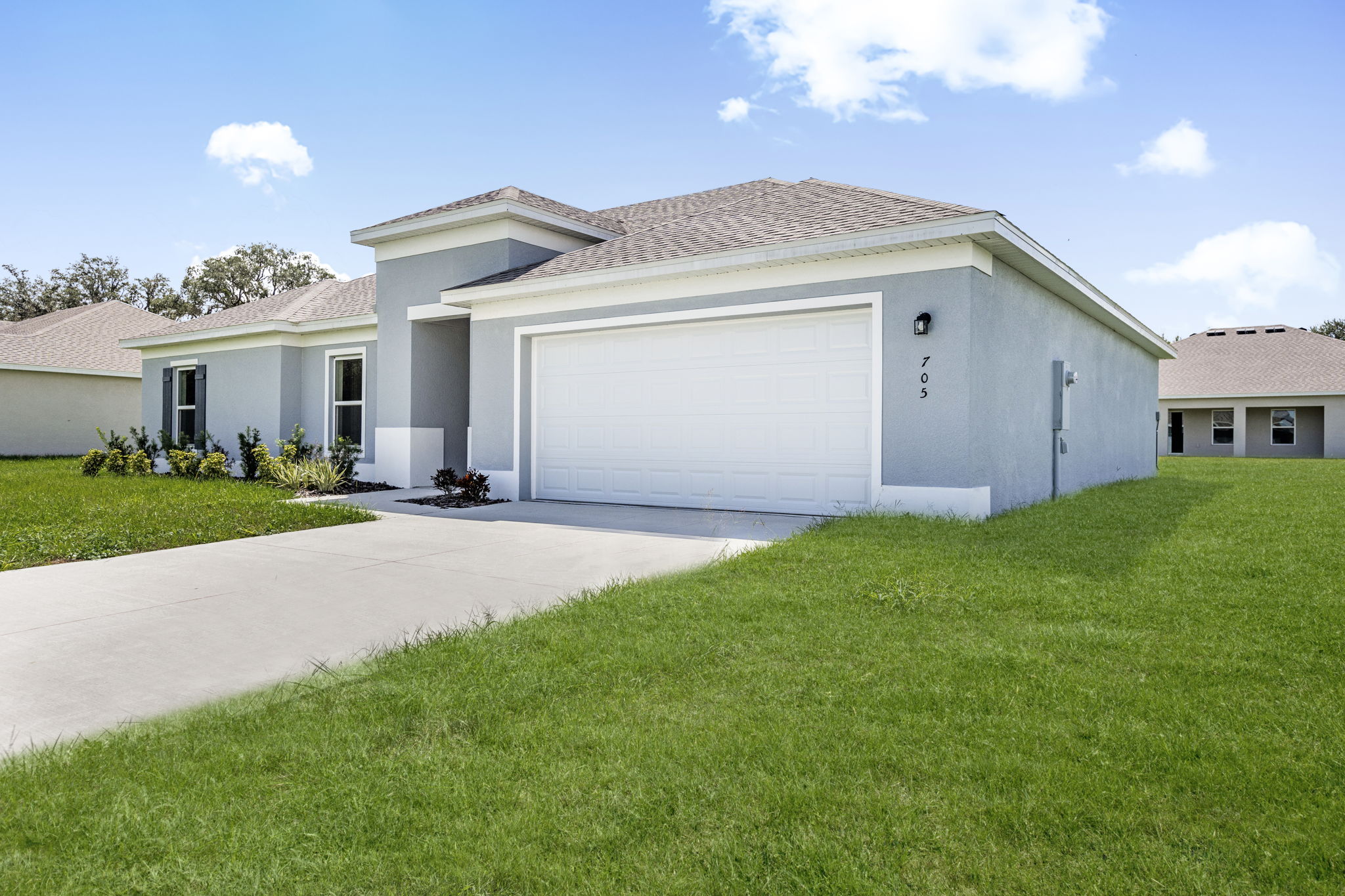 A house with a garage.
