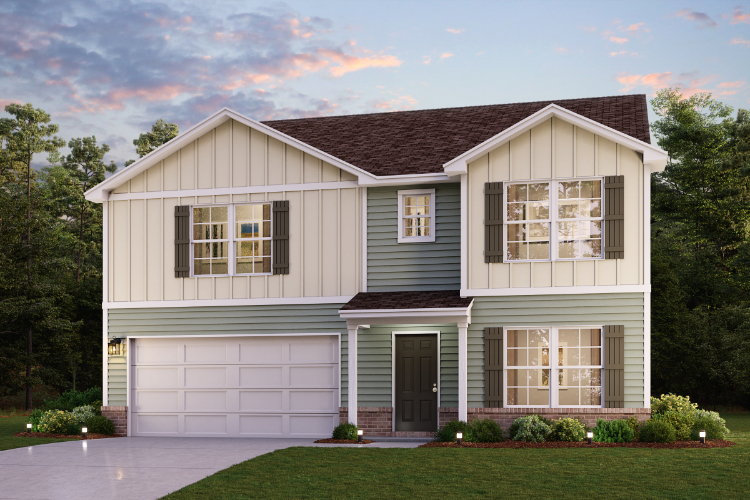 A house with a garage.